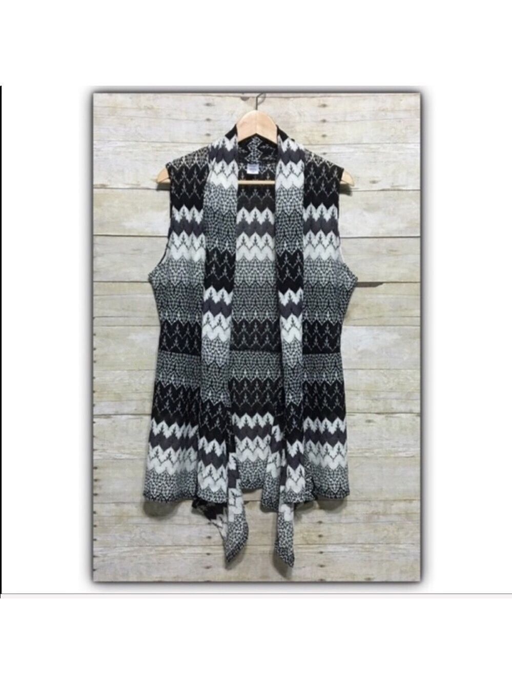 JOCKEY chevron waterfall open cardigan vest size L